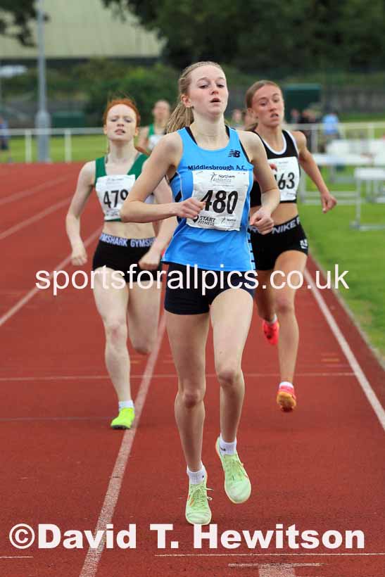 Womens under-17s 800 metres, 2023 Northern Under-13s, Under-15s and Under-17s, Middlesbrough.  Photo: David T. Hewitson/Sports for All Pics